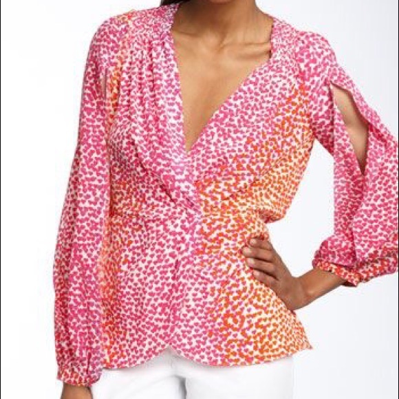 BCBGMaxAzria Tops - 🍋BCBG Maxazria Silk Heart Print Cutout Top